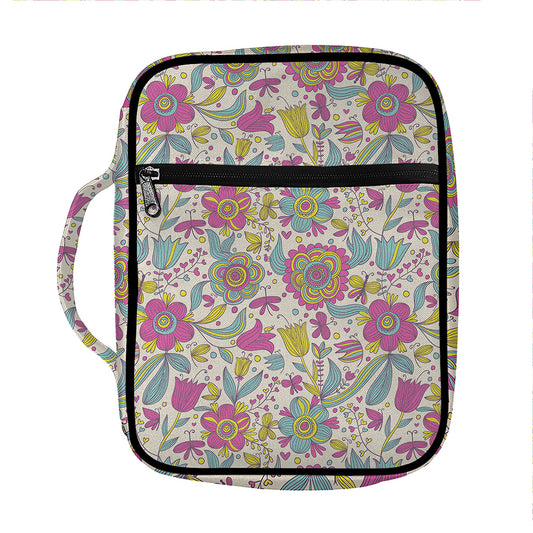 Vintage Girly Floral Print Front Pocket Bible Bag