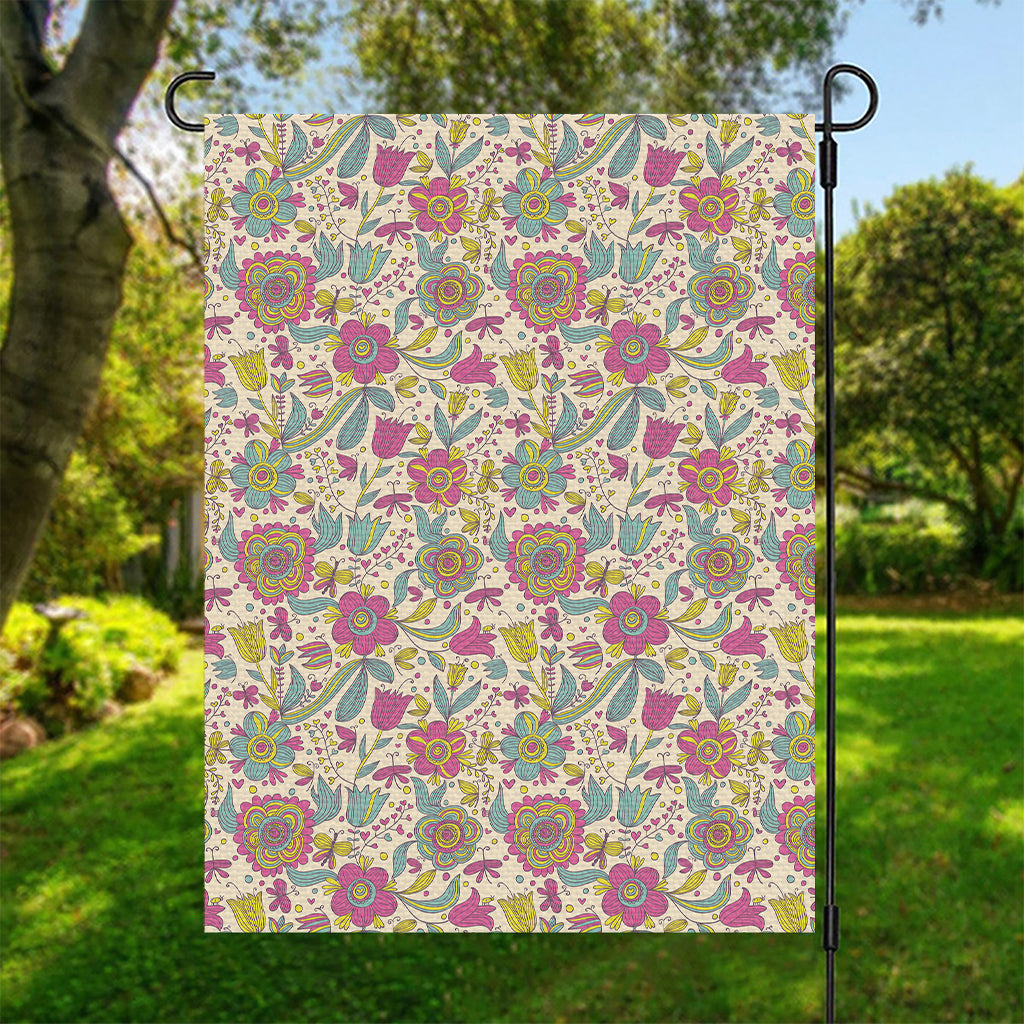 Vintage Girly Floral Print Garden Flag