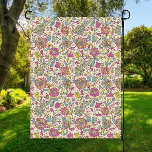 Vintage Girly Floral Print Garden Flag