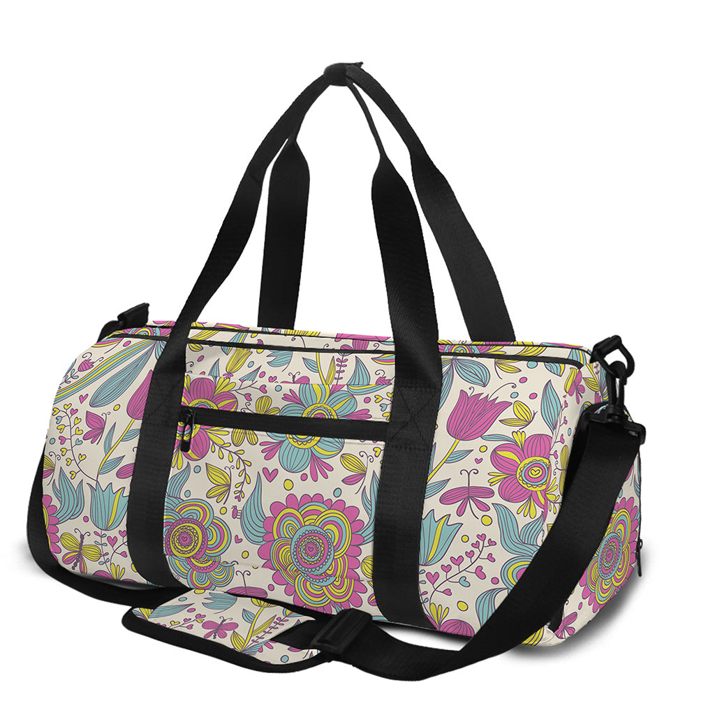 Vintage Girly Floral Print Gym Bag
