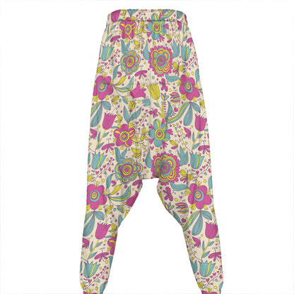 Vintage Girly Floral Print Hammer Pants