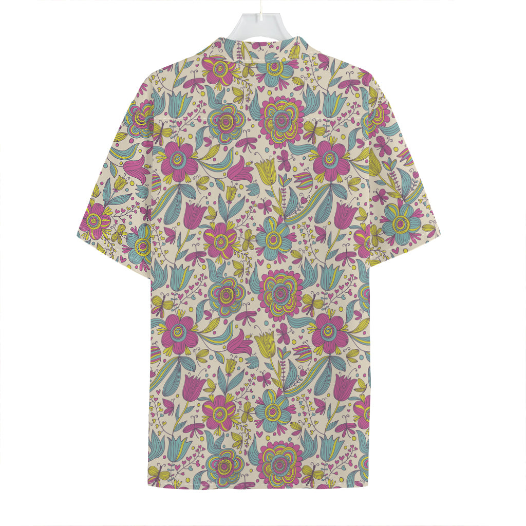 Vintage Girly Floral Print Hawaiian Shirt