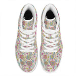 Vintage Girly Floral Print High Top Leather Sneakers