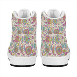 Vintage Girly Floral Print High Top Leather Sneakers