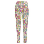 Vintage Girly Floral Print High-Waisted Pocket Leggings