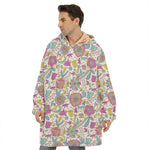 Vintage Girly Floral Print Hoodie Blanket