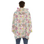 Vintage Girly Floral Print Hoodie Blanket