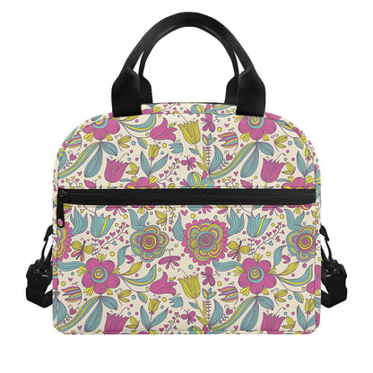 Vintage Girly Floral Print Insulated Lunch Bag