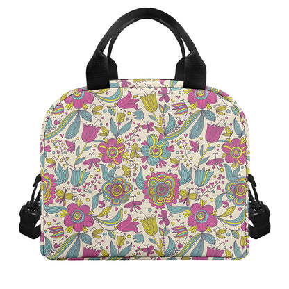 Vintage Girly Floral Print Insulated Lunch Bag