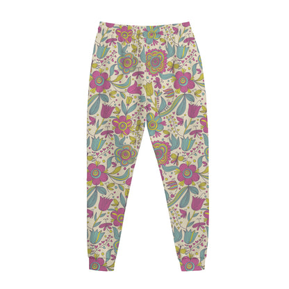 Vintage Girly Floral Print Jogger Pants