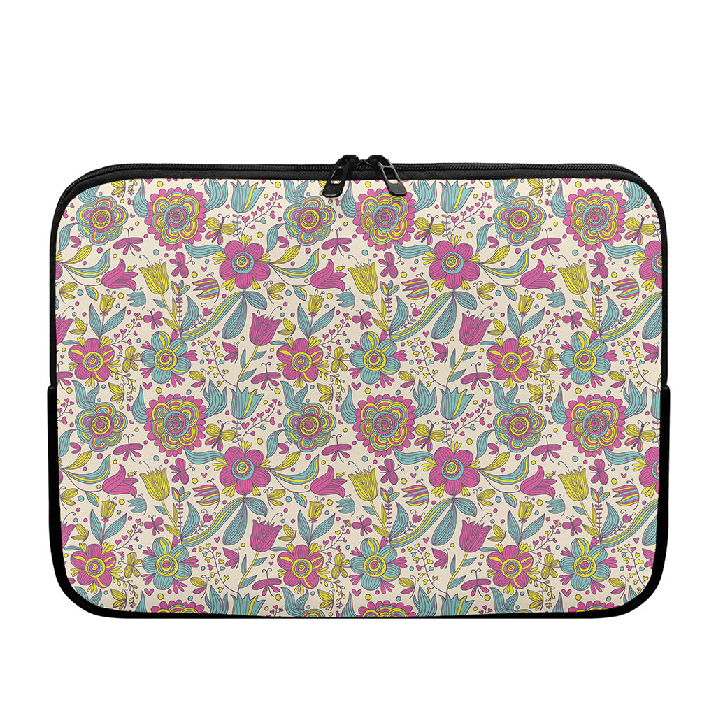 Vintage Girly Floral Print Laptop Sleeve