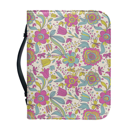Vintage Girly Floral Print Leather Bible Cover