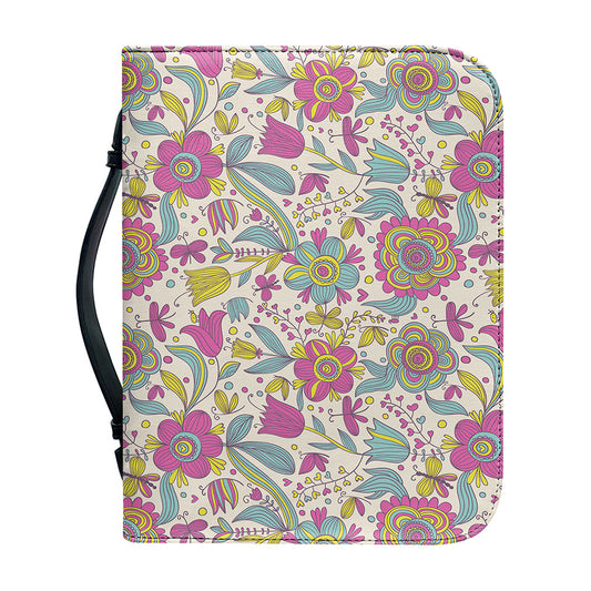 Vintage Girly Floral Print Leather Bible Cover