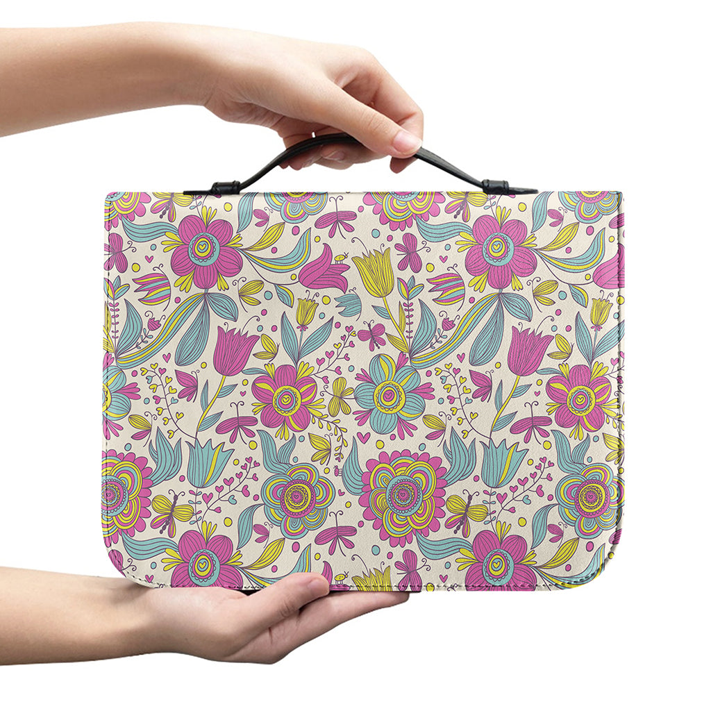 Vintage Girly Floral Print Leather Bible Cover