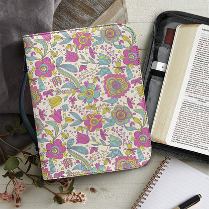 Vintage Girly Floral Print Leather Bible Cover