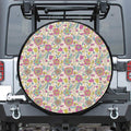Vintage Girly Floral Print Leather Spare Tire Cover
