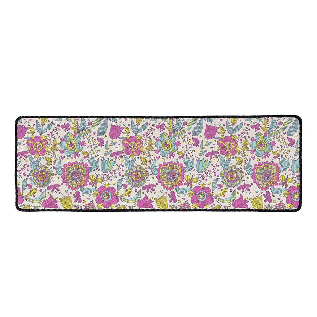 Vintage Girly Floral Print Long Kitchen Mat