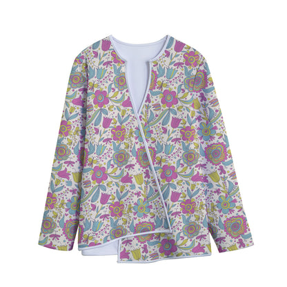 Vintage Girly Floral Print Long Sleeve Short Coat