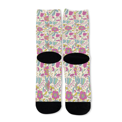 Vintage Girly Floral Print Long Socks