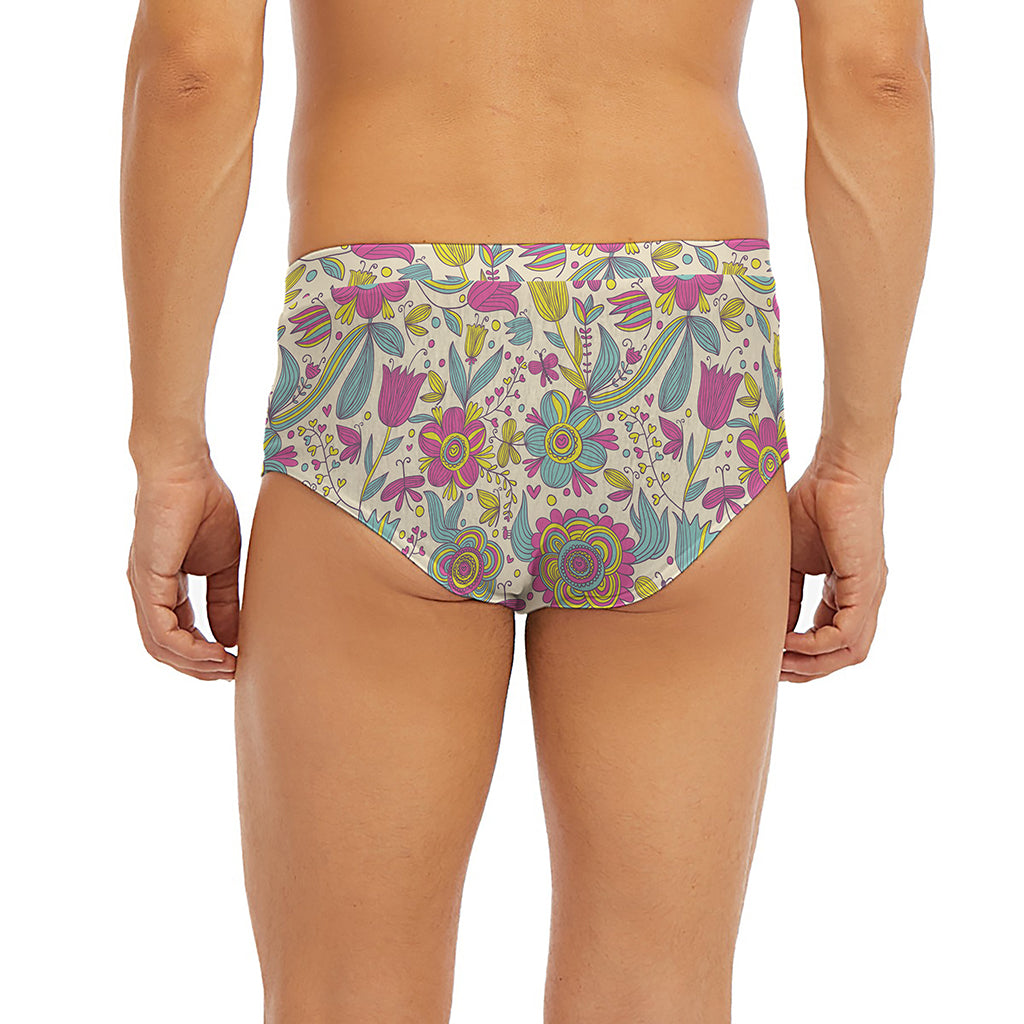 Vintage Girly Floral Print Men's Briefs