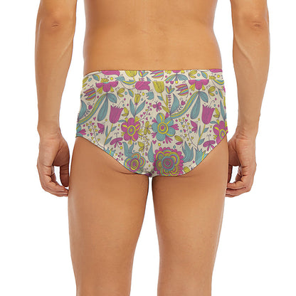 Vintage Girly Floral Print Men's Briefs