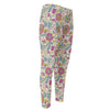 Vintage Girly Floral Print Men's Compression Pants