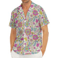 Vintage Girly Floral Print Men's Deep V-Neck Shirt