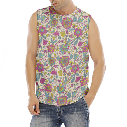 Vintage Girly Floral Print Men's Fitness Tank Top