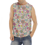 Vintage Girly Floral Print Men's Fitness Tank Top