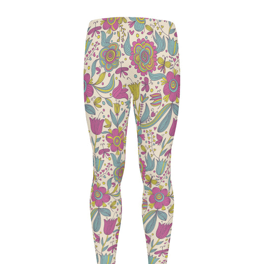 Vintage Girly Floral Print Men's leggings