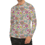 Vintage Girly Floral Print Men's Long Sleeve Rash Guard