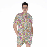 Vintage Girly Floral Print Men's Rompers