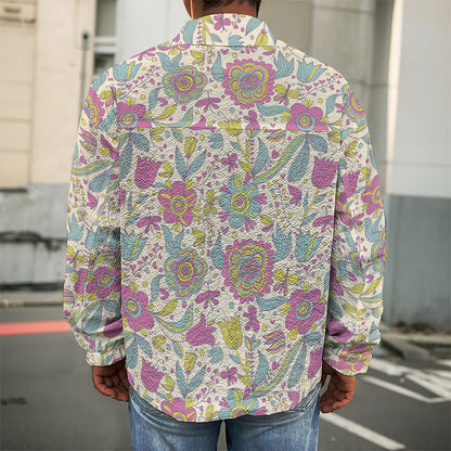 Vintage Girly Floral Print Men's Shirt Jacket