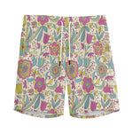 Vintage Girly Floral Print Men's Sports Shorts