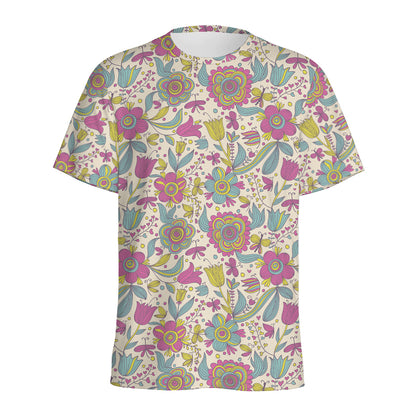 Vintage Girly Floral Print Men's Sports T-Shirt