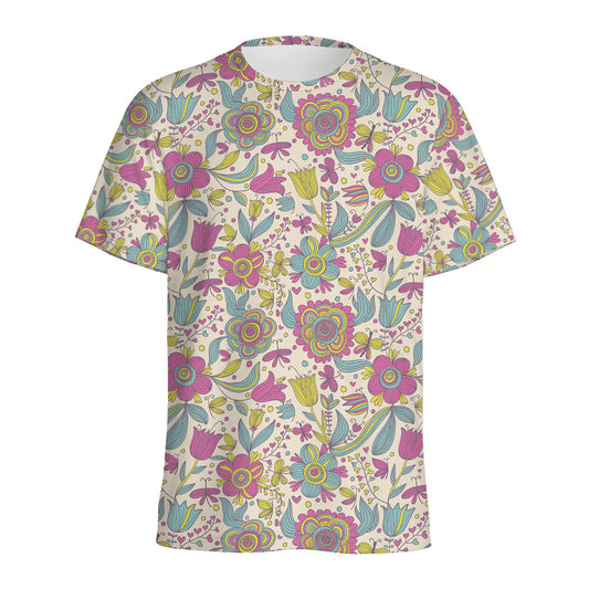 Vintage Girly Floral Print Men's Sports T-Shirt