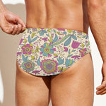 Vintage Girly Floral Print Men's Swim Briefs