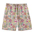 Vintage Girly Floral Print Men's Swim Trunks