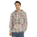 Vintage Girly Floral Print Men's Velvet Pullover Hoodie