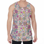 Vintage Girly Floral Print Men's Velvet Tank Top