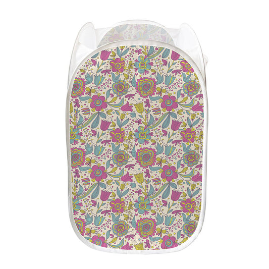 Vintage Girly Floral Print Mesh Laundry Hamper