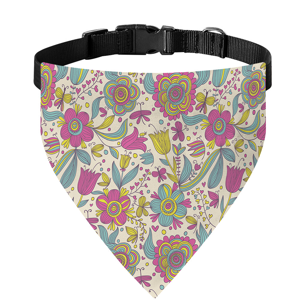 Vintage Girly Floral Print Over The Collar Dog Bandana