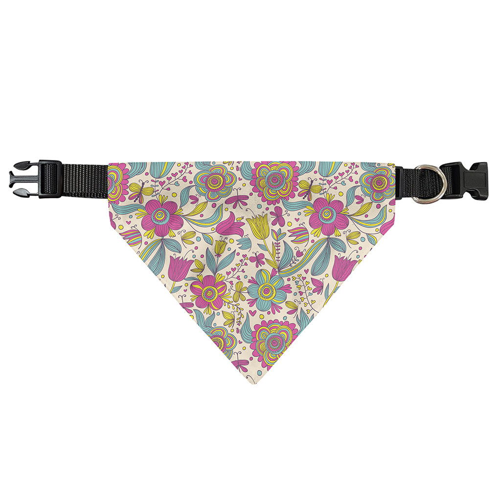 Vintage Girly Floral Print Over The Collar Dog Bandana