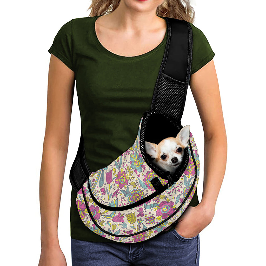 Vintage Girly Floral Print Pet Sling Carrier