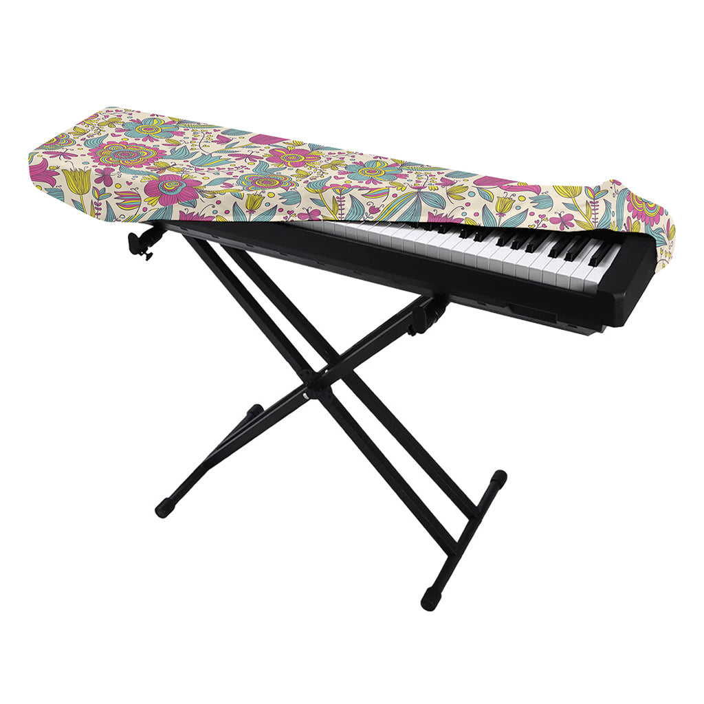 Vintage Girly Floral Print Piano Keyboard Cover