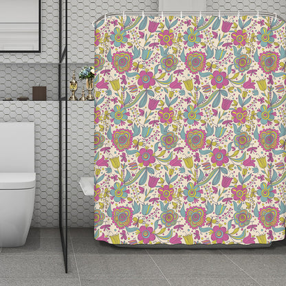 Vintage Girly Floral Print Polyester Shower Curtain