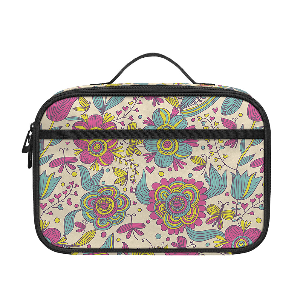 Vintage Girly Floral Print Portable Lunch Bag