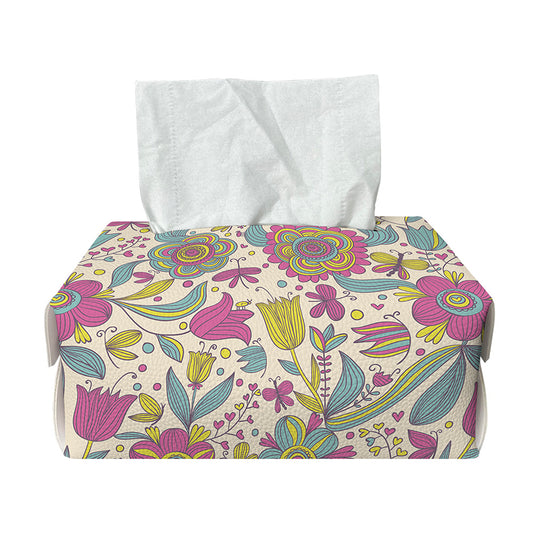 Vintage Girly Floral Print Rectangle Tissue Box Cover