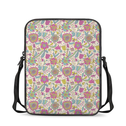 Vintage Girly Floral Print Rectangular Crossbody Bag