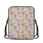 Vintage Girly Floral Print Rectangular Crossbody Bag